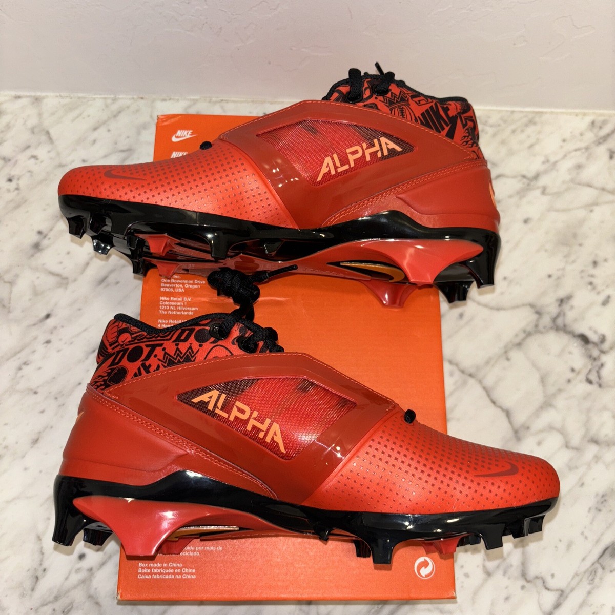 Nike Alpha Menace Pro 4 NRG Orange Size 7.5 Football Cleats