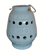 Lanterna anfora in ceramica grande porta candela da esterno interno con corda