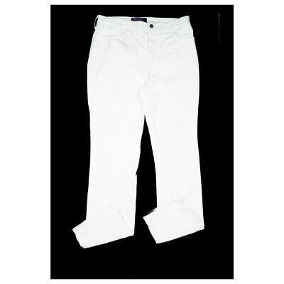 NYDJ Damen Jeans Hose Stretch straight high US10 D 40 W31 L32 weiß Klinik Praxis