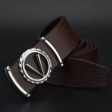 Luxury Designer Leather V Belt Men Women V Buckle Waist Belt Strap for Jeans