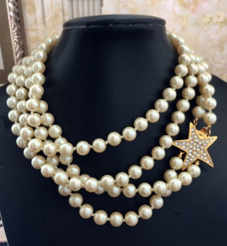 Signed JOAN RIVERS long Pearl Necklace earrings set crystal bracelet Star VTG EC - Picture 5 of 5