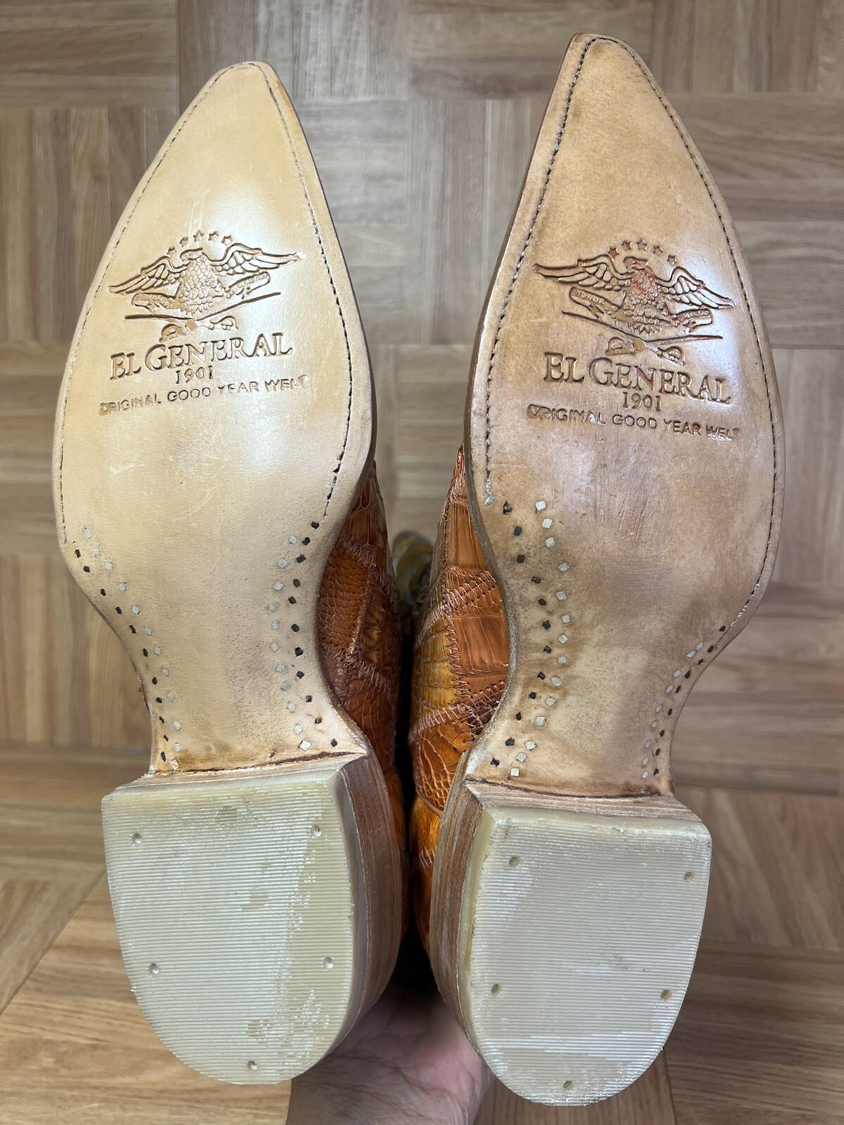 RARE🔥 El General Patchwork Brown Leather Reptile… - image 12