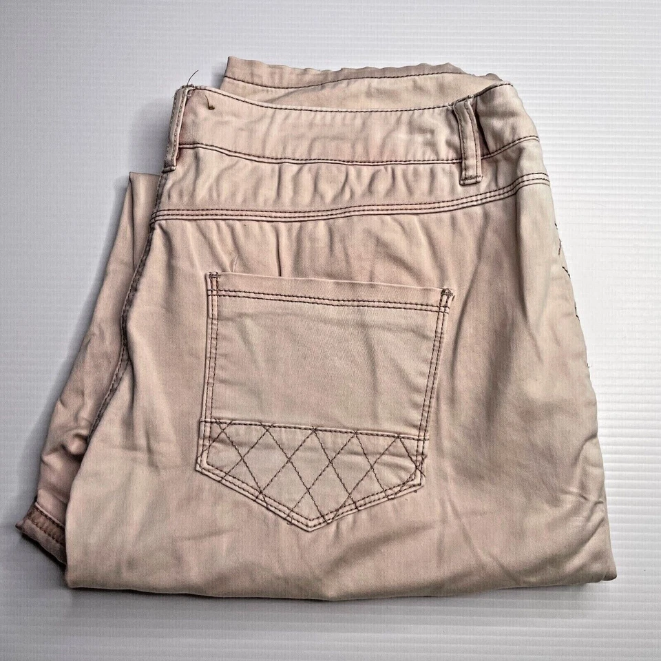 Lee Cooper Straight Canvas Chino Pants Womens Size 12 Waist Beige Casual Style - Image 2 of 4