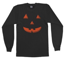 Orange Halloween Pumpkin Face Youth Long Sleeve T-Shirt Jack O Lantern Costume