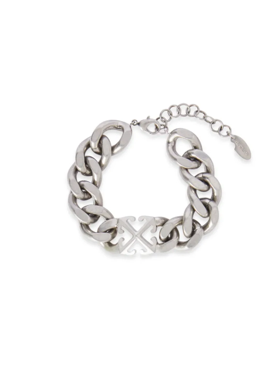 OFF WHITE Bracciale catena freccia bianco sporco Argento NUOVO Made in Italy