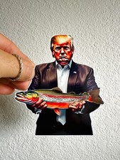 Donald Trump Rainbow Trout Fly Fishing Fish Maga Sticker Decal Potus
