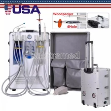 Portable Dental Delivery Unit Mobile Case Air Compressor +Scaler+ Curing Light