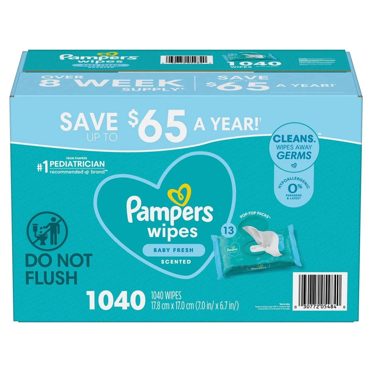 Pampers Scented, Baby Fresh Baby Clean Wipes face body, 13 Packs (1040 ct.)