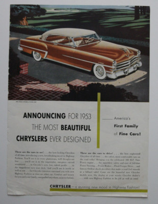 CHRYSLER 1953 magazine advertisement - English - USA - ST1002000518 