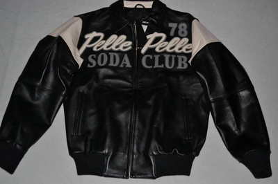 #ad #ad black 78 Soda Club Leather Bomber Jacket Black White Men’s $200.99