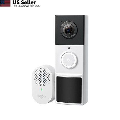 Tapo 2K Wireless Smart Video Doorbell with Chime - 160° Ultra-Wide White