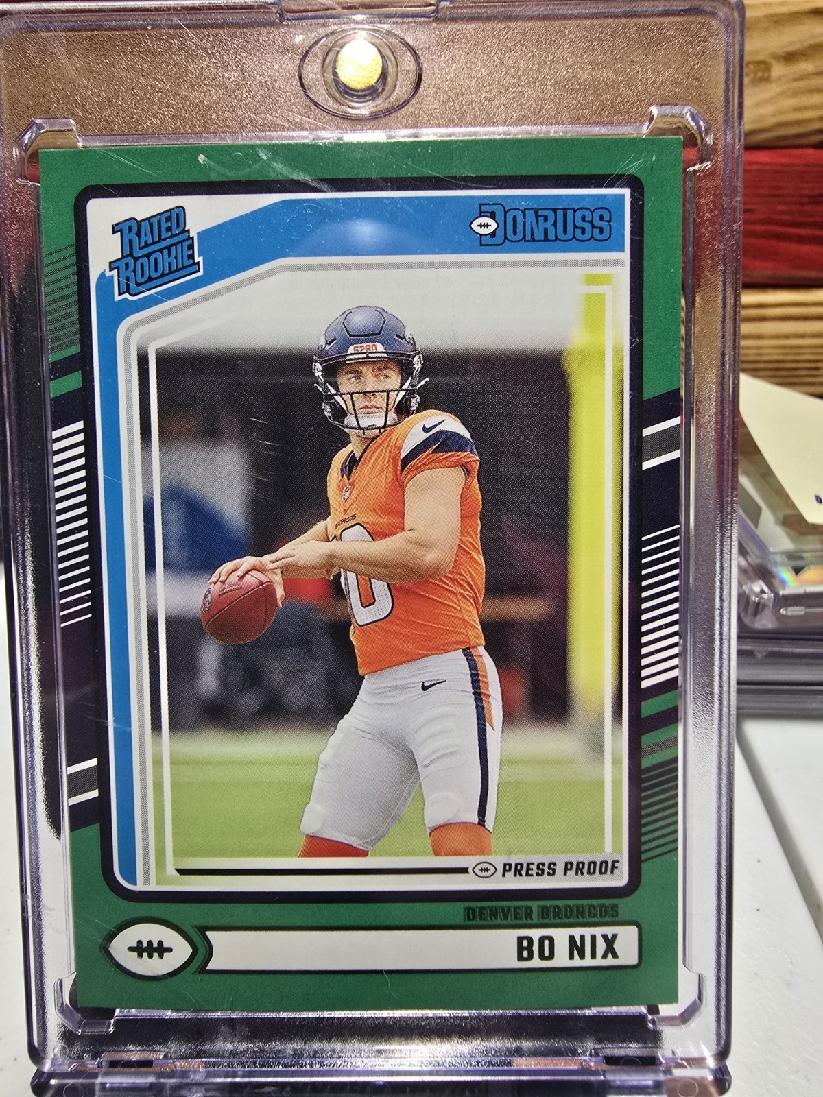 2024 Panini Donruss - Rated Rookie Bo Nix #369 Press Proof Green (RC)