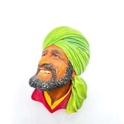 Bossons Punjabi Chalkware Head Wall Hanging Vintage 1964 England