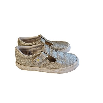 Cupcakes Cashmere Gold Glitter Mary Janes Hook n Loop Closure Girls size 10