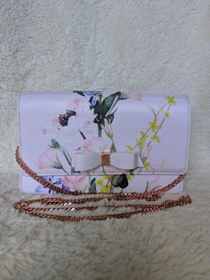 Ted Baker London Hania Elegant Bow Evening Bag in a pastel pink floral print