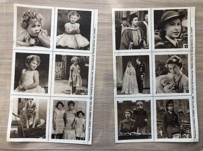 2 Sheets of 6 Sunny Stories Trade Cards Our Dear Queen Royal Photos