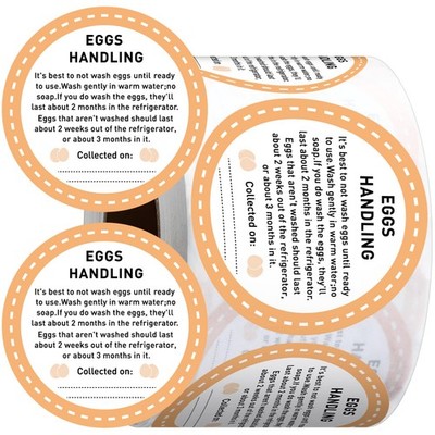 1000 Pcs Farm Fresh Eggs Carton Labels Stickers 2 Inch Easter Egg Care Self A...