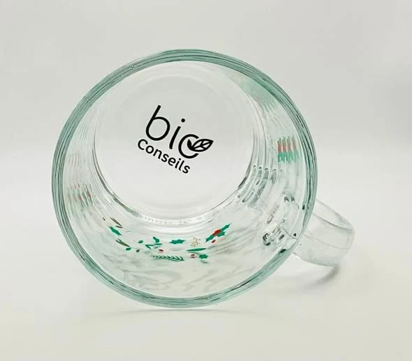 BioConseils tasse en verre décor imprimé couronne sapin/houx/flocons - Photo 4/4