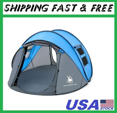 4 Person Easy Pop Up Tent,9.5 X6.6 X52'',Waterproof, Automatic Setup,2 Doors