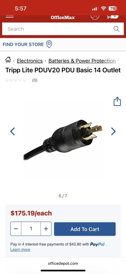 Tripp Lite PDUV20 14-Outlet 120V Power Cable - Image 2 of 2