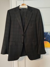 Canali Suit 40r Charcoal W/ Navy Windowpane