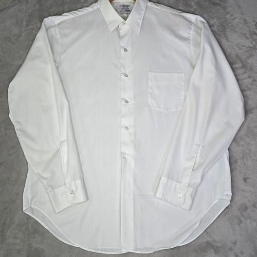 VTG Arrow Mens White Decton Perma-Iron Broadcloth Dress Shirt 16.5-35 L USA