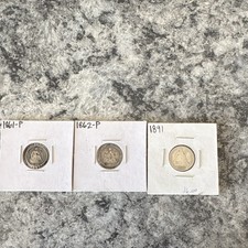 Seated Liberty Dimes 1861, 1862, 1891 Philadelphia Silver 10C Lot