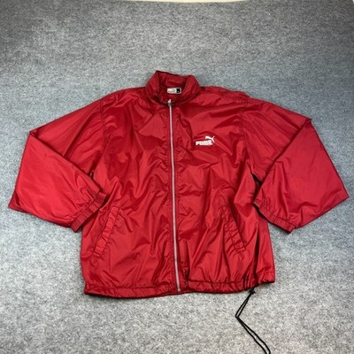Vintage Puma Windbreaker Jacke rot Full Zip gesticktes Logo Herren XL