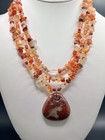 TICA ROSA 925 Sterling Silver /Carnelian Bead/Jasper Pendant Necklace 3 Strand — photo 1