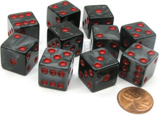 Set of 10 D6 16mm Marbleized Square Corner Di...