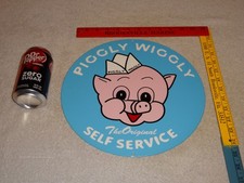 VINTAGE PIGGLY WIGGLY ORIGINAL SELF SERVICE GROCERY STORE PORCELAIN METAL SIGN!!