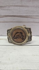 Bass Fishing Belt Buckle Leather Face Made In USA Vintage