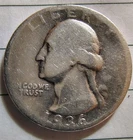 1936 D Washington 90% Silver Quarter