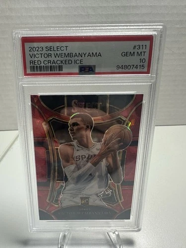 PSA 10 2023 Panini Select Mezzanine Red Cracked Ice Prizm Victor Wembanyama RC
