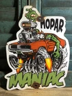 VINTAGE MOPAR MANIAC 10” PORCELAIN RAT FINK MUSCLE CAR GAS OIL SIGN - CURVED