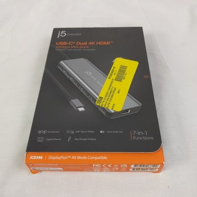 j5create USB-C Dual 4k HDMI 10gbps mini dock JCD398