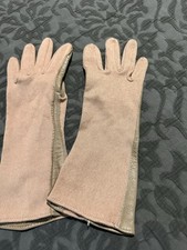 Vintage Ladies Longline Cotton And Leather Driving Gloves Pale pink blush