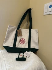 NEW Trader Joe's Large Green Canvas Tote + Green Micro Tote With Grocery Bag