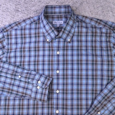 Peter Millar Shirt Mens XL Crown Ease Phillip Long Sleeve Button Down Blue EUC
