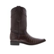 Los Altos Square Toe Caiman Belly Boot Mens Brown Wide Cowboy Western Boots