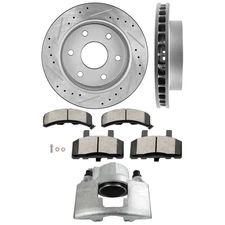 Front L+R Brake Caliper Brake Rotors & Pads 7Pcs For 2000 Chevrolet Tahoe 4WD