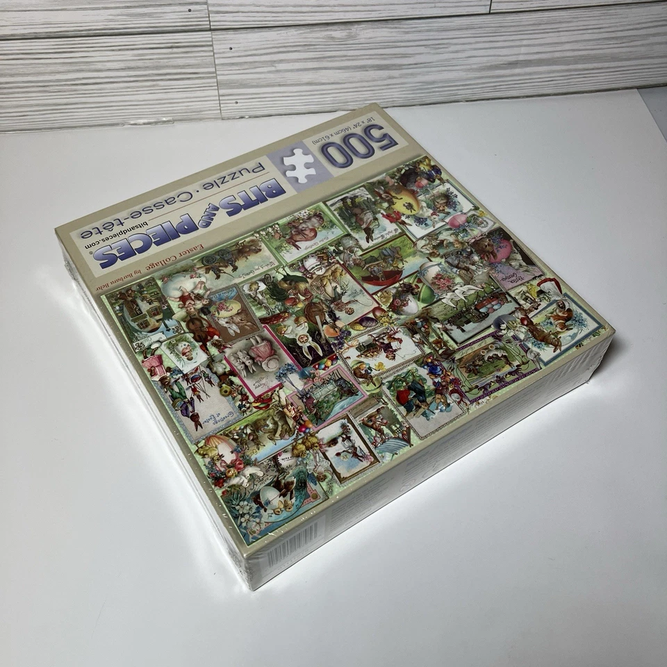 Bits and Pieces Easter Collage Puzzle 45979 Vintage Easter Cards 500 Pieces New - Image 2 of 4