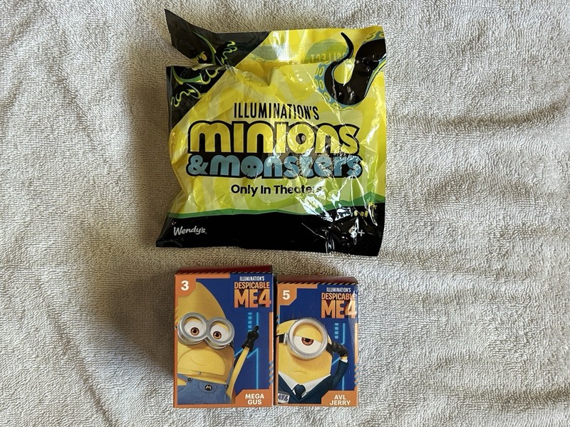 LOT OF 3: Wendy's & McDonald's Minions Kids Meal Toys: NEW & LN