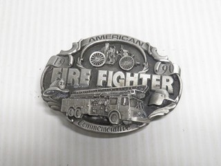 Vintage 1990 American Fire Fighter Arroyo Grande Buckle Co 3.25" Belt Buckle