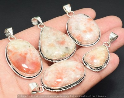 Sunstone Gemstone Pendant 25pcs Wholesale Lots 925 Silver Plated Jewelry