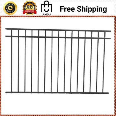 Athens 4 Ft. H X 6 Ft. W Gloss Black Aluminum Flat Top and Bottom Design Fence P