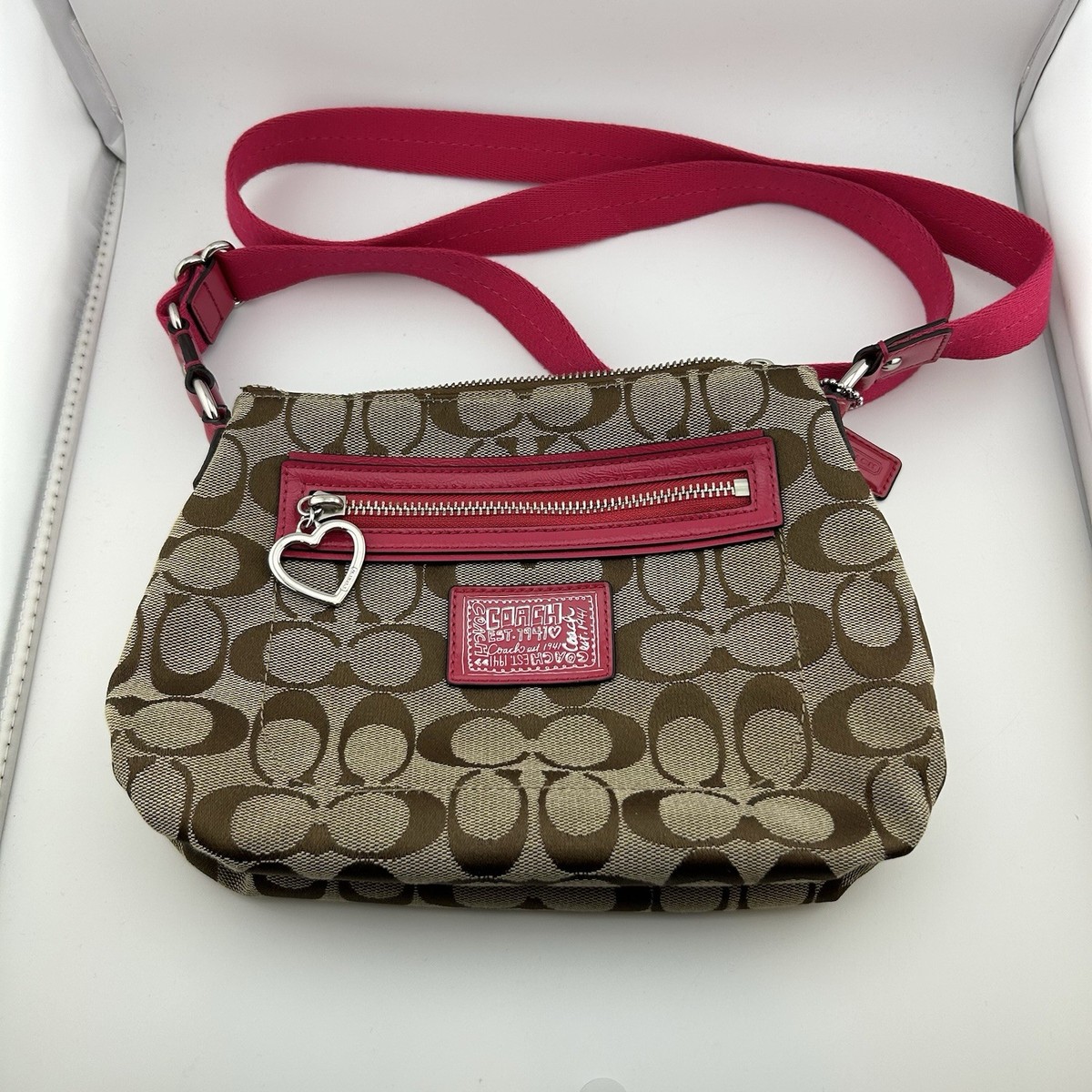Coach Poppy Daisy Signature C Swingpack Crossbody Bag Khaki