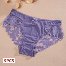 Lace Panties Women's Low Rise Seamless Breathable Soft Comfort Underwear 3 Pcs