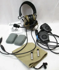 PELTOR COMTAC V DUAL COMMS COYOTE FDE MILITARY RADIO TACTICAL HEADSET w. PTT