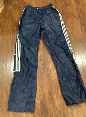 Adidas Mens Windbreaker Track Pants Vintage Navy Blue 3/4 Zip Side 100% Polyamid
